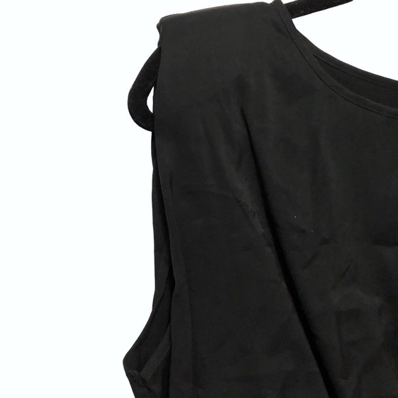 NEW Sans Souci Solid Black Round Neck Back Slits Sleeveless Top M - Picture 5 of 8